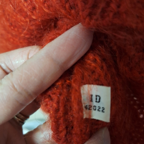 Vintage Cassidy Mohair Blend Cap Sleeve Oversize Crochet Knit Sweater Y2K Red - Picture 8 of 13